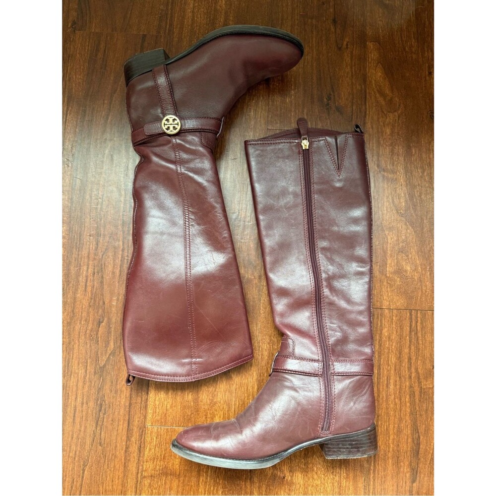 Tory Burch Bristol Riding Boots - Burgundy Sz 7